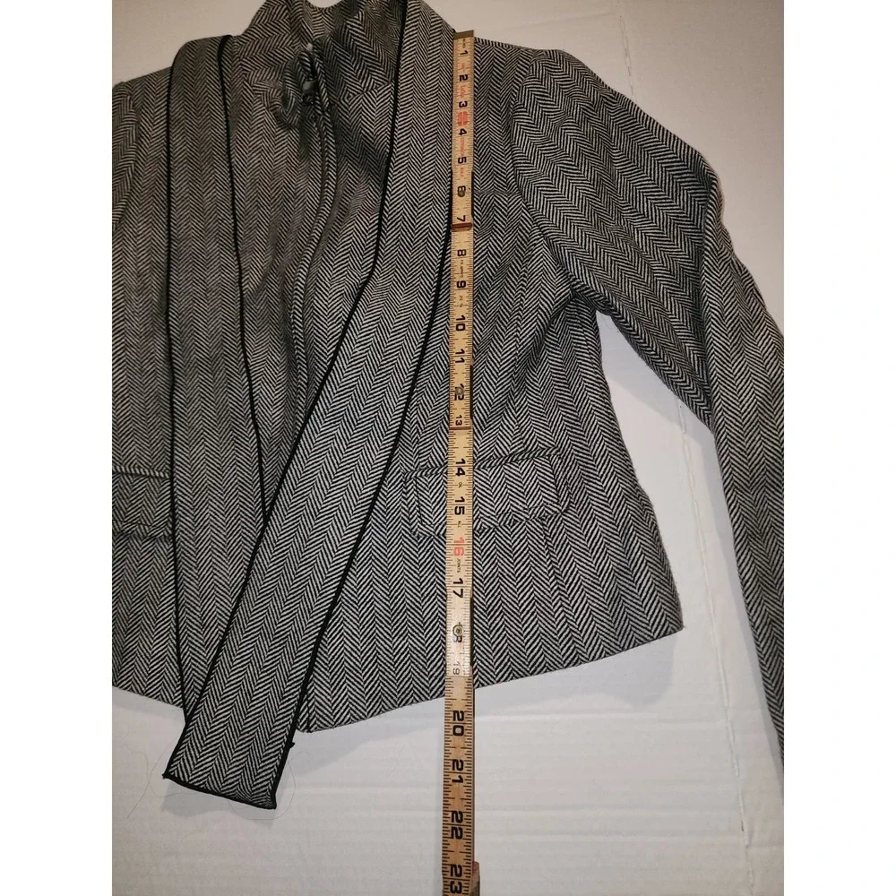 Banana Republic Women Gray Wool Herringbone Blazer sz 0 Petite, Old Money Work